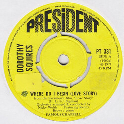 Dorothy Squires Where Do I Begin (Love Story) USED VINYL 7INCH 45 RPM