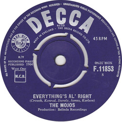 The Mojos Everything's Al' Right USED VINYL 7INCH SINGLE 45 RPM