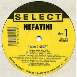 Nefatini Don't Stop USED VINYL 12INCH 33 S RPM
