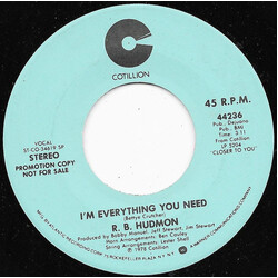 R.B. Hudmon I'm Everything You Need USED VINYL 7INCH 45 RPM PROMO STEREO MONO
