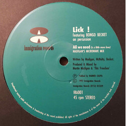 Lick! / Bongo Becket All We Need (Is A Little More Love) USED VINYL 12INCH 45 RPM