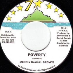Dennis Brown Poverty USED VINYL 7INCH 45 RPM