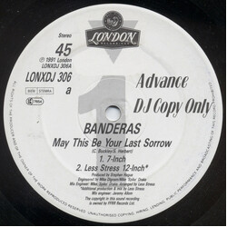 Banderas May This Be Your Last Sorrow USED VINYL 12INCH 45 RPM ADVANCE STEREO