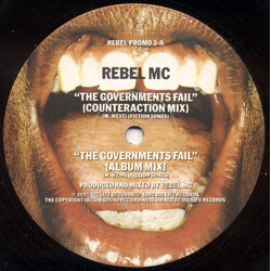 Rebel MC The Governments Fail USED VINYL 12INCH 33 S RPM PROMO