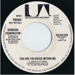 Barbara Pennington You Are The Music Within Me USED VINYL 7INCH 45 RPM SINGLE PROMO STYRENE STEREO MONO