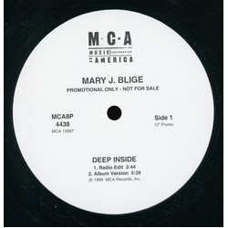 Mary J. Blige Deep Inside USED VINYL 12INCH 33 S RPM SINGLE PROMO