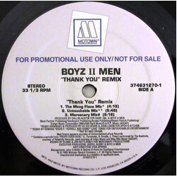 Boyz II Men Thank You (Remix) USED VINYL 12INCH 33 S RPM PROMO STEREO