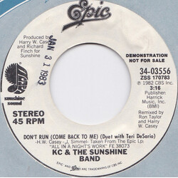 KC & The Sunshine Band / Teri DeSario Don't Run (Come Back To Me) USED VINYL 7INCH PROMO