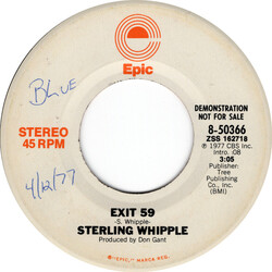 Sterling Whipple Exit 59 USED VINYL 7INCH 45 RPM SINGLE PROMO STEREO MONO