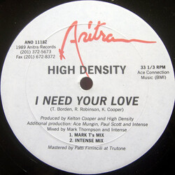 Intense (2) / High Density (5) The Strength / I Need Your Love USED VINYL 12INCH 33 S RPM