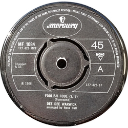Dee Dee Warwick Foolish Fool Vinyl 7" USED