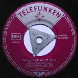 Johannes Brahms / Bernhard Flies Wiegenlied, Op. 49 Nr. 4 / Wiegenlied VINYL 7" USED