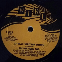 The Draytons Two It Was Written Down USED VINYL 12INCH 45 RPM