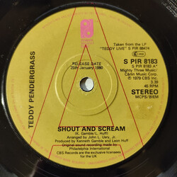 Teddy Pendergrass Shout And Scream USED VINYL 7INCH SINGLE PROMO