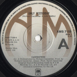 Carpenters Only Yesterday / Happy USED VINYL 7INCH SINGLE 45 RPM