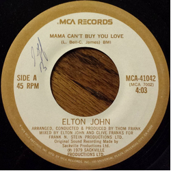 Elton John Mama Can't Buy You Love / Three Way Love Affair Vinyl 7" USED
