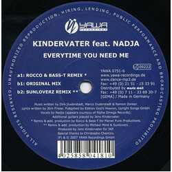 Kindervater / Nadja Nooijen Everytime You Need Me USED VINYL 12INCH