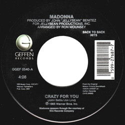 Madonna Crazy For You / Gambler USED VINYL 7INCH