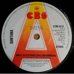 Santana Dance Sister Dance (Baila Mi Hermana) Vinyl 7" USED