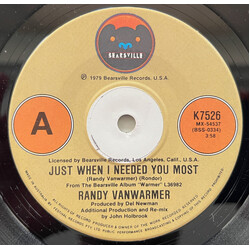 Randy Vanwarmer Just When I Needed You Most USED VINYL 7INCH SINGLE 45 RPM