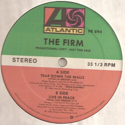 The Firm (7) Tear Down The Walls / Live In Peace Vinyl 12" USED