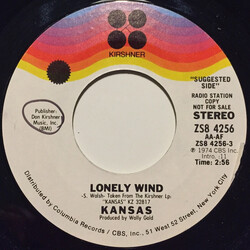 Kansas (2) Lonely Wind USED VINYL 7INCH 45 RPM PROMO