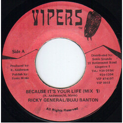Ricky General / Buju Banton Because It's Your Life (Mix 1) Vinyl 7" USED