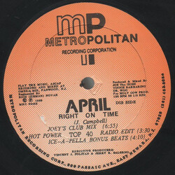 April (2) Right On Time USED VINYL 12INCH 33 S RPM REISSUE