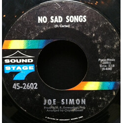 Joe Simon No Sad Songs / Come On And Get It USED VINYL 7INCH 45 RPM STYRENE