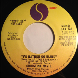 Christine McVie I'd Rather Go Blind USED VINYL 7INCH 45 RPM PROMO REISSUE STEREO MONO