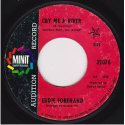 Edward Forehand Cry Me A River / City Of Blues USED VINYL 7INCH 45 RPM SINGLE PROMO STYRENE