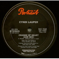 Cyndi Lauper Change Of Heart USED VINYL 12INCH 33 S RPM PROMO STEREO
