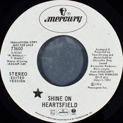 Heartsfield Shine On / Eight Hours Time USED VINYL 7INCH 45 RPM SINGLE PROMO STYRENE