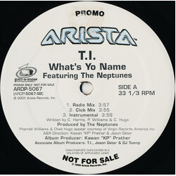 T.I. What's Yo Name / Dope Boyz USED VINYL 12INCH 33 S RPM PROMO