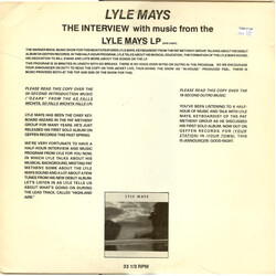 Lyle Mays / Pat Metheny Interviews With Lyle Mays And Pat Metheny Vinyl LP USED