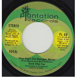 David Allan Coe How High's The Watergate, Martha / Tricky Dickey, The Only Son Of Kung Fu USED VINYL 7INCH 45 RPM SINGLE STYRENE STEREO