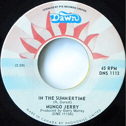 Mungo Jerry In The Summertime / She Rowed Vinyl 7" USED
