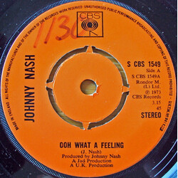 Johnny Nash Ooh What A Feeling Vinyl 7" USED