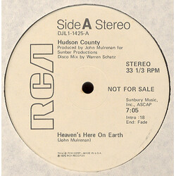 Hudson County Heaven's Here On Earth USED VINYL 12INCH 33 S RPM PROMO SINGLE SIDED