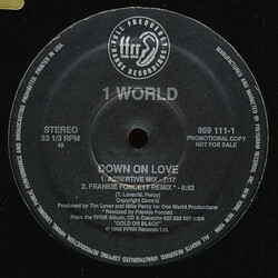 1 World Down On Love USED VINYL 12INCH 33 S RPM PROMO