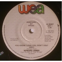 Howard Jones You Know I Love You... Don't You? USED VINYL 7INCH PROMO