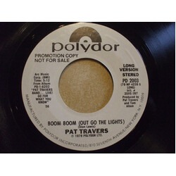 Pat Travers Band Boom Boom (Out Go The Lights) USED VINYL 7INCH 45 RPM PROMO STEREO