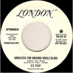 ZZ Top Arrested For Driving While Blind USED VINYL 7INCH SINGLE PROMO