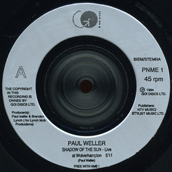 Paul Weller Shadow Of The Sun (Live At Wolverhampton) Vinyl 7" USED