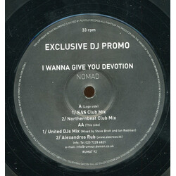 Nomad I Wanna Give You Devotion (2005 Remixes) USED VINYL 12INCH PROMO
