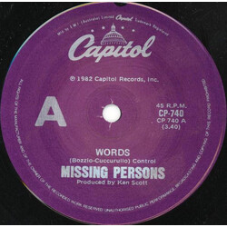 Missing Persons Words USED VINYL 7INCH 45 RPM SINGLE