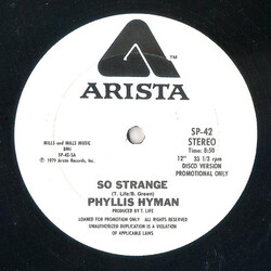 Phyllis Hyman So Strange / Kiss You All Over USED VINYL 12INCH 33 S RPM PROMO