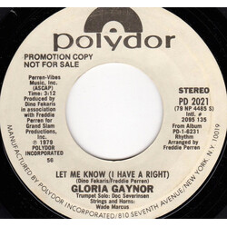 Gloria Gaynor Let Me Know (I Have A Right) USED VINYL 7INCH PROMO