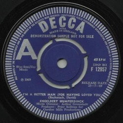 Engelbert Humperdinck I'm A Better Man (For Having Loved You) / Cafe USED VINYL 7INCH 45 RPM SINGLE PROMO MONO