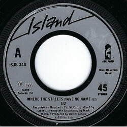 U2 Where The Streets Have No Name USED VINYL 7INCH 45 RPM SINGLE JUKEBOX STEREO
